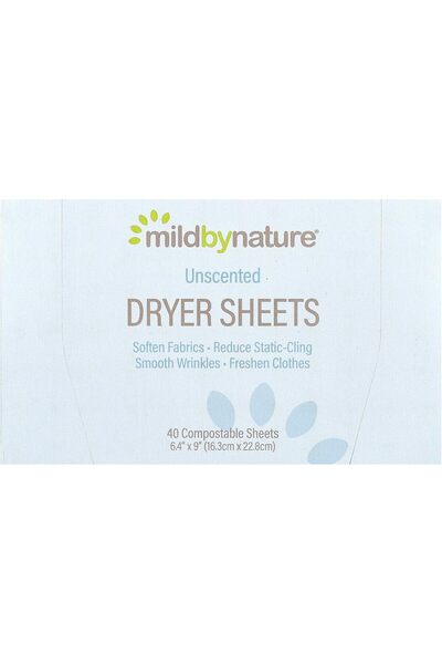 MILD BY NATURE أوراق تجفيف الملابس، غير معطرة، 40 ورقة قابلة للتحلل