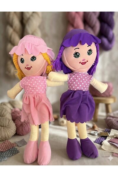 Oyuncakcı&Burada 2li Bez bebek Özel Set 50 cm şapkalı Güzel Elbiseli
