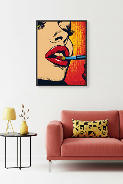 huhuli Πίνακας με μοτίβο πορτρέτου σε στυλ Ποπ Αρτ με φυσικό ξύλινο πλαίσιο -...