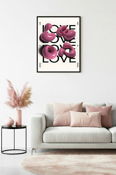 huhuli Πίνακας με αφηρημένο καλλιγραφικό μοτίβο με φυσικό ξύλινο πλαίσιο - Ρο...