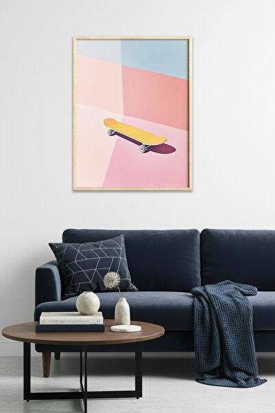 huhuli Τραπέζι με μίνιμαλ σχέδιο με φυσικό ξύλινο πλαίσιο - Φυσικοί τόνοι |  ...