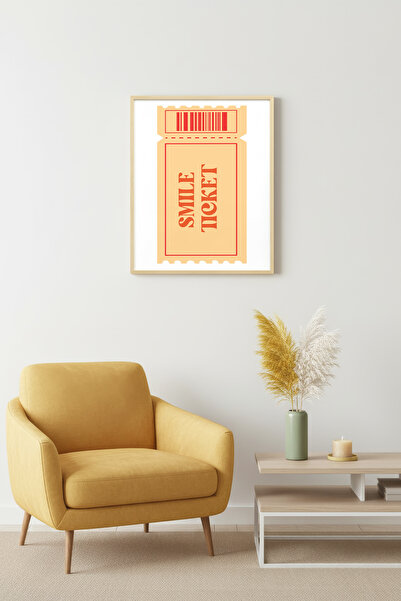 huhuli Ρετρό πίνακας με φυσικό ξύλινο πλαίσιο - με θέμα το Smile Ticket |   h...