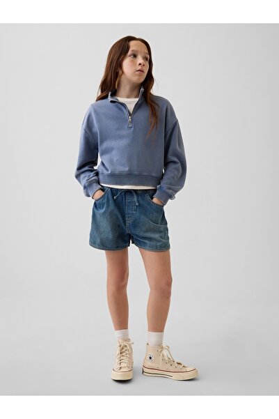 GAP Kız Çocuk Mavi High Rise Denim Easy Dolphin Şort