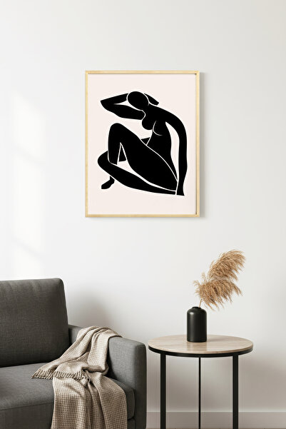 huhuli Ρετρό γυναικεία ζωγραφιά με σιλουέτα με φυσικό ξύλινο πλαίσιο - Θηλυκή...