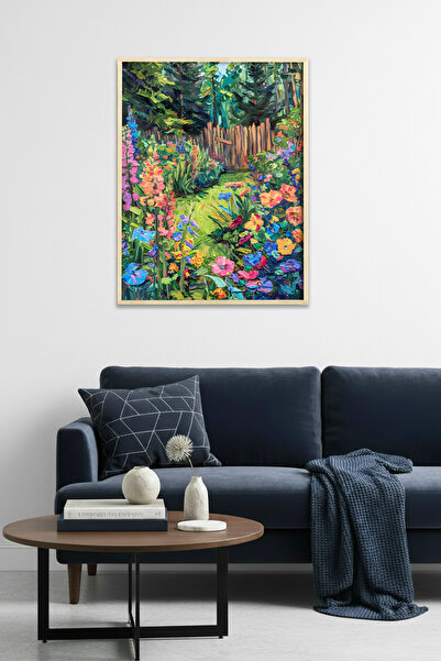huhuli Tablou cu model floral înrămat în lemn natural - Grădina vie |   huhu1876