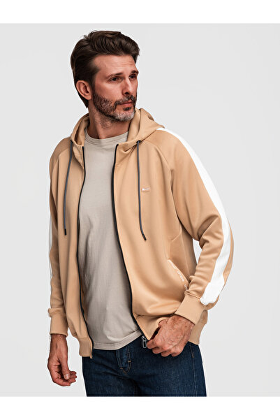 OMBRE Unisex Φούτερ B1717 με Φερμουάρ & Κουκούλα B1717 Light beige