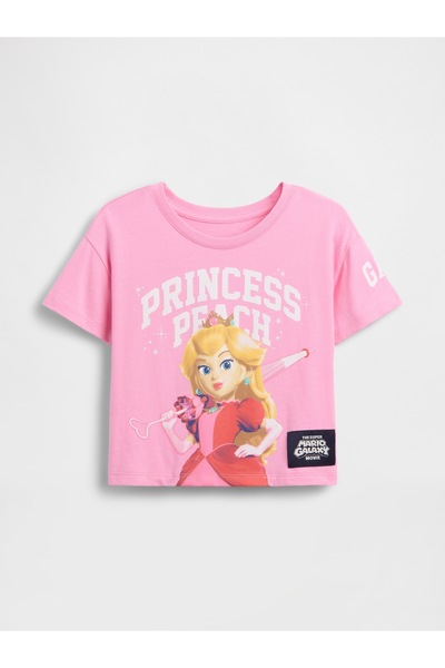GAP Kız Bebek Pembe Princess Peach Grafik Baskılı T-Shirt