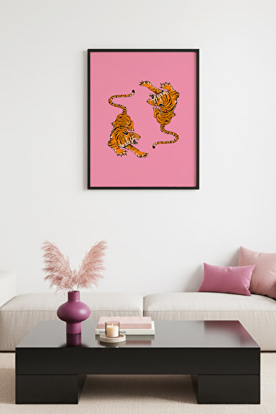 huhuli Ρετρό ζωγραφική με θέμα την τίγρη με φυσικό ξύλινο πλαίσιο - Ζωντανά ζ...