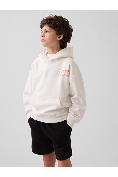 GAP Erkek Çocuk Beyaz VintageSoft Relaxed Grafik Baskılı Sweatshirt