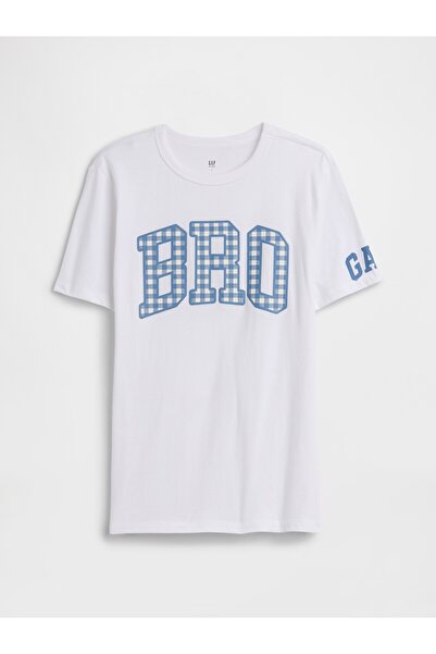 GAP Erkek Çocuk Beyaz Big Bro Grafik Baskılı T-Shirt