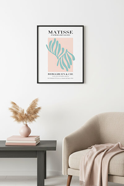 huhuli Ρετρό ζωγραφική με φύλλα φοίνικα σε φυσικό ξύλινο πλαίσιο - Τροπικό πρ...