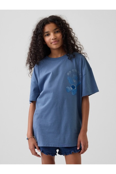 GAP Kız Çocuk Mavi Care Bears Grafik Baskılı Tunik T-Shirt
