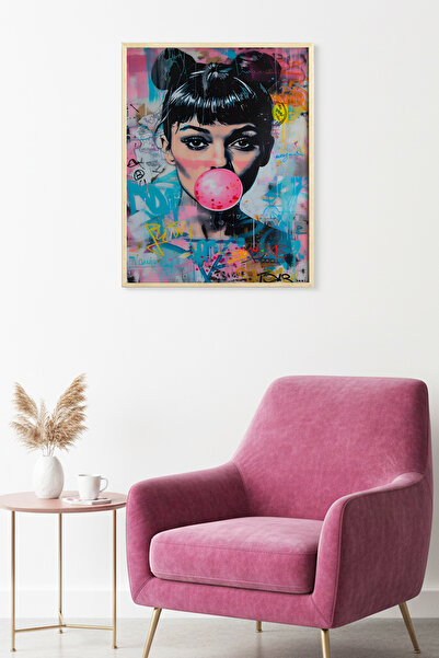 huhuli Tablou cu model Pop Art, încadrat în lemn natural - Tonuri vii |   huh...