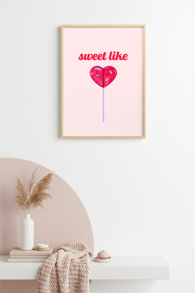 huhuli Ρετρό ζωγραφική σε στυλ Pop Art με καρδιά, με φυσικό ξύλινο πλαίσιο - ...