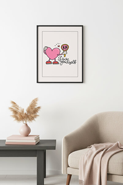 huhuli Ρετρό ζωγραφιά καρδιάς με φυσικό ξύλινο πλαίσιο - Ροζ Αγάπη για τον Εα...