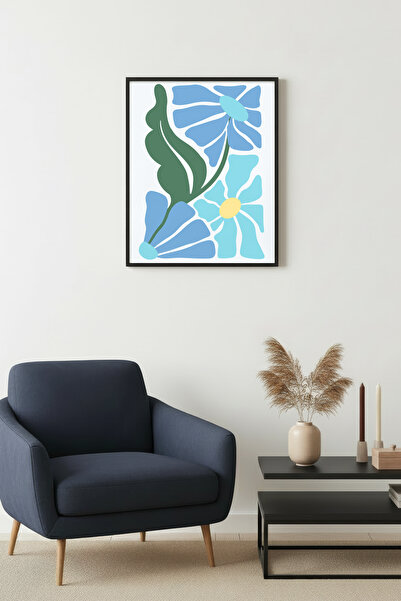 huhuli Ρετρό ζωγραφική με φυσικό ξύλινο πλαίσιο - Αφηρημένο σχέδιο λουλουδιών...