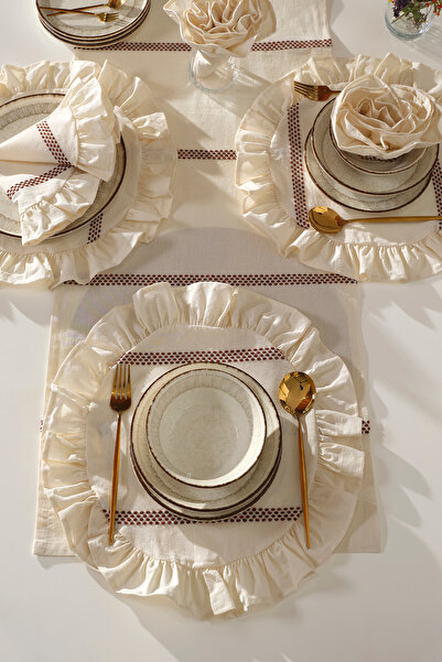 Macas Home Σετ τραπεζομάντηλο και ράνερ Orlina με βολάν - Σετ τραπεζομάντηλο ...