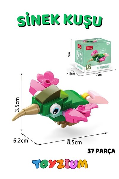 Shem Hummingbird Building Block Toy (37 Pieces) - Mini Bird Model Building Set