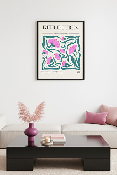 huhuli Τραπέζι με ρετρό φλοράλ σχέδιο με φυσικό ξύλινο πλαίσιο - Ροζ αποχρώσε...