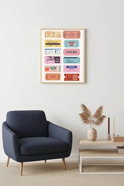 huhuli Επιτραπέζια τέχνη με φυσικό ξύλινο πλαίσιο, vintage εισιτήρια ταξιδιών...