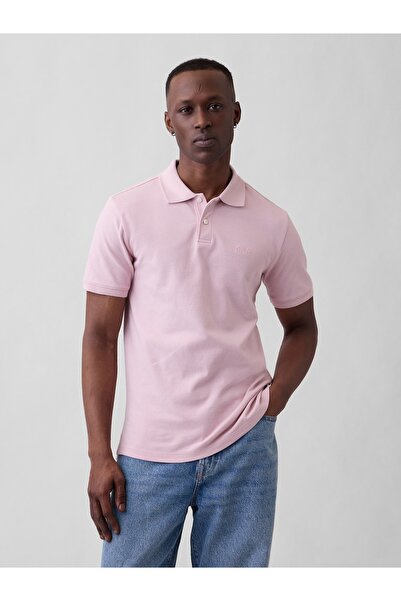 GAP Erkek Pembe Logo Piqué Polo Yaka T-Shirt