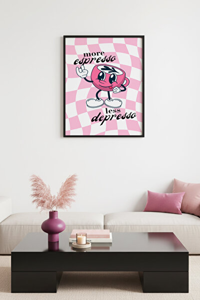 huhuli Ρετρό πίνακας με φυσικό ξύλινο πλαίσιο - Γραφικό σχέδιο εσπρέσο με θέμ...