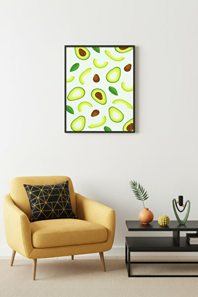 huhuli Πίνακας με σχέδιο αβοκάντο με φυσικό ξύλινο πλαίσιο - Τροπικά φύλλα κα...
