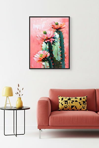 huhuli Φυσικό ξύλινο πίνακα με φλοράλ βοτανικά σχέδια - Ροζ-πράσινες αποχρώσε...