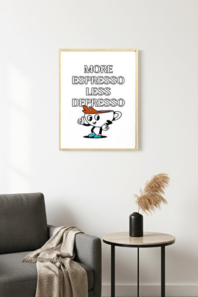 huhuli Ρετρό τραπεζάκι σαλονιού με φυσικό ξύλινο πλαίσιο - με θέμα την κατάθλ...