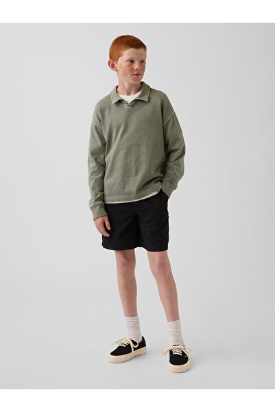 GAP Erkek Çocuk Siyah Relaxed Quick-Dry Kargo Şort