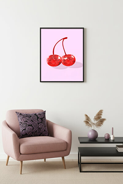 huhuli Τραπέζι ρετρό ντίσκο με φυσικό ξύλινο πλαίσιο - Έντονο κόκκινο σχέδιο ...