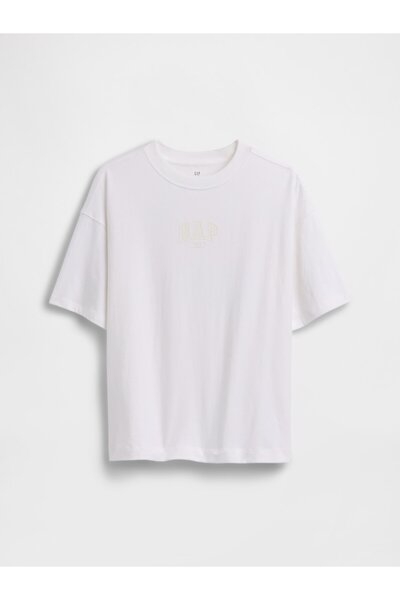 GAP Erkek Çocuk Beyaz Oversized 1969 Logo T-Shirt