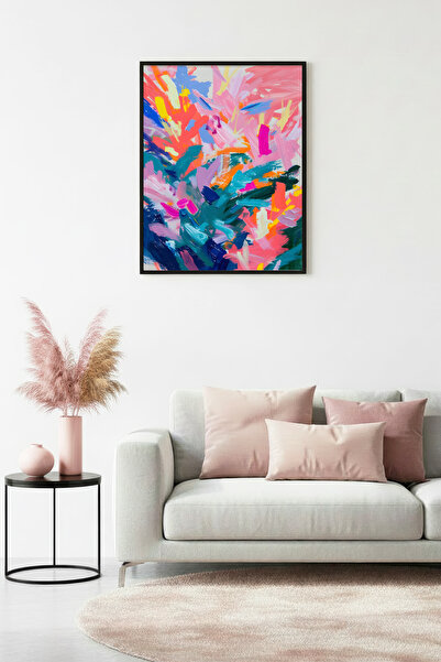 huhuli Πίνακας με αφηρημένα σχέδια με φυσικό ξύλινο πλαίσιο - Ζωντανοί τόνοι ...