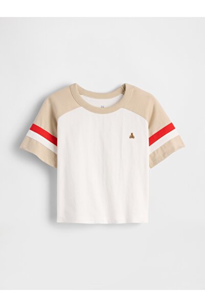 GAP Erkek Bebek Beyaz Raglan Futbol T-Shirt