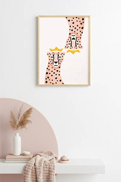 huhuli Ρετρό πορτρέτο λεοπάρδαλης με φυσικό ξύλινο πλαίσιο - Ποπ Αρτ Ζωική Τέ...