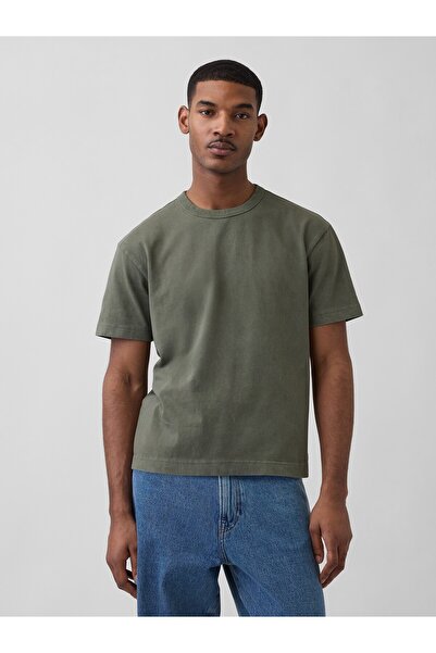 GAP Erkek Haki Heavyweight Crop T-Shirt