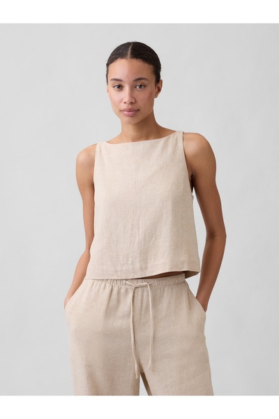 GAP Kadın Bej Keten Karışımlı Apron Bluz