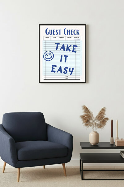 huhuli Ρετρό πίνακας με φυσικό ξύλινο πλαίσιο - Take It Easy Doodle Smiley | ...