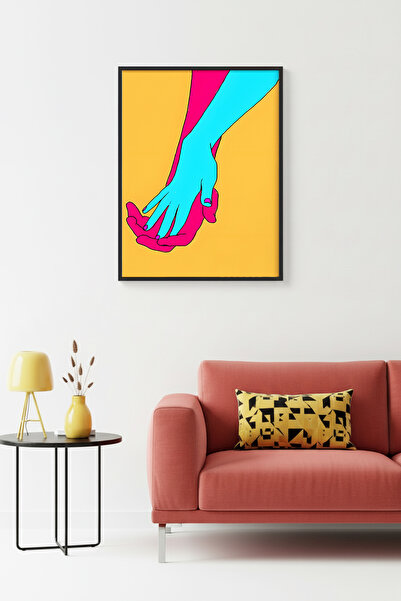 huhuli Tablou abstract cu model realizat manual, cu ramă din lemn natural - T...