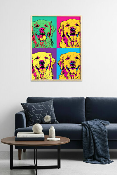 huhuli Πίνακας ζωγραφικής με σκύλους σε στυλ Pop Art με φυσικό ξύλινο πλαίσιο...