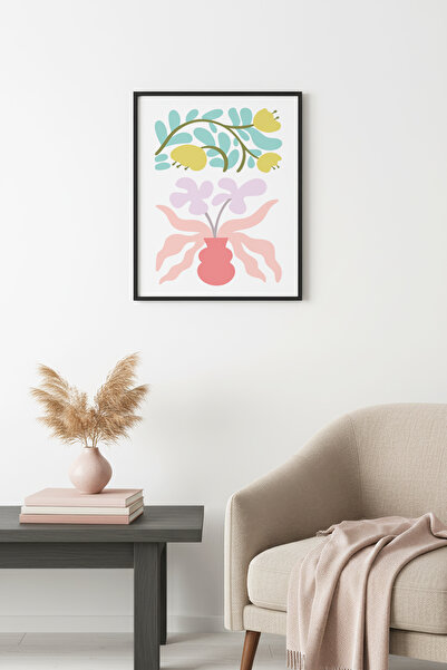 huhuli Ρετρό ζωγραφική με λουλούδια με φυσικό ξύλινο πλαίσιο - Παστέλ βοτανικ...