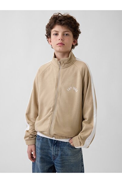 GAP Erkek Çocuk Bej VintageSoft 1969 Logo Spor Ceket