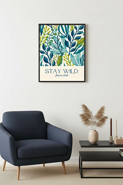 huhuli Βοτανικός πίνακας με φυσικό ξύλινο πλαίσιο - Ρετρό τροπικό πράσινο σχέ...