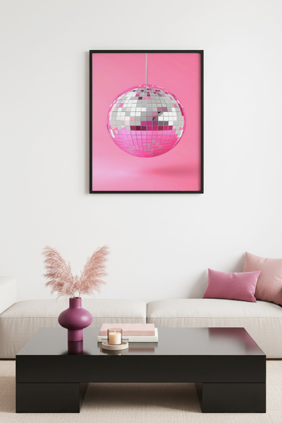 huhuli Ρετρό γεωμετρικός πίνακας ντίσκο με φυσικό ξύλινο πλαίσιο - Λαμπερή Σφ...