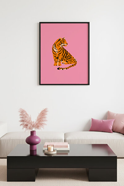 huhuli Ρετρό ζωγραφική με θέμα τον Τίγρη με φυσικό ξύλινο πλαίσιο - Τροπικά ζ...