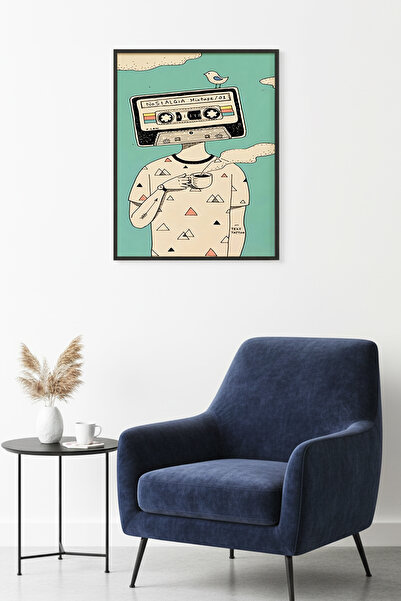 huhuli Ρετρό ζωγραφική με φυσικό ξύλινο πλαίσιο - Εικονογράφηση με μουσικό θέ...