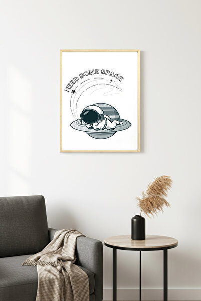 huhuli Ρετρό πίνακας με φυσικό ξύλινο πλαίσιο - Αστροναύτης με διαστημικό θέμ...