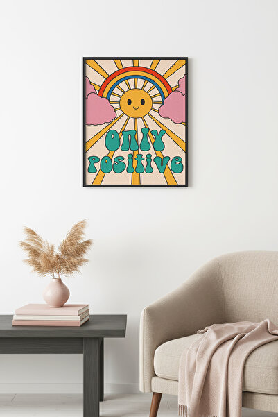 huhuli Ρετρό πίνακας με φυσικό ξύλινο πλαίσιο - Ποπ Αρτ Θετικό Ήλιο Βροχή και...