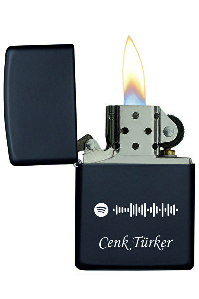 ASYA GIFTS Spotify Code ve İsim Baskılı Benzinli Metal Çakmak