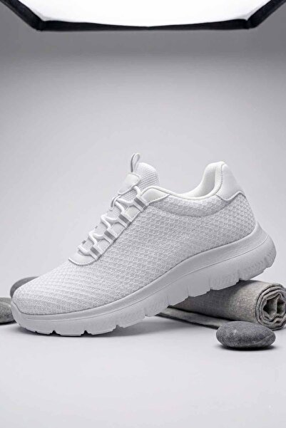 rekorsport Γυναικεία Λευκά/Μπεζ/Μαύρα ελαφριά παπούτσια για περπάτημα με ορθο...